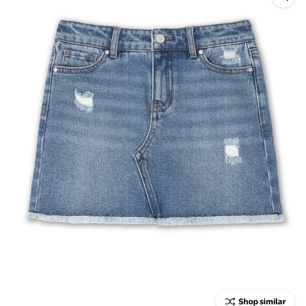 Girls Wonder Nation L (10/12) distressed denim skirt. So good!!